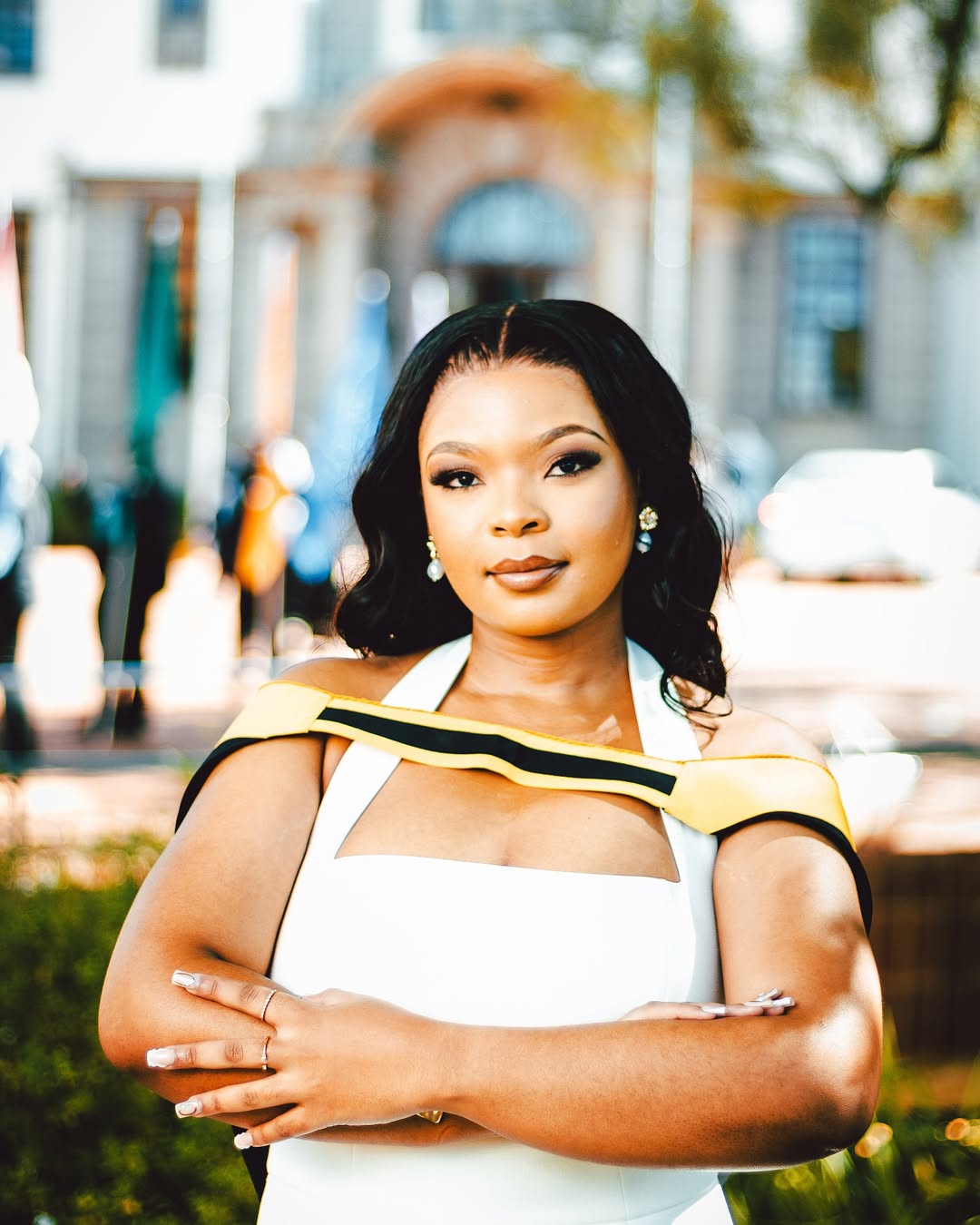 Photo by Just P Media Photography in University of the Free State. May be an image of 1 person, makeup, outdoors and text.
